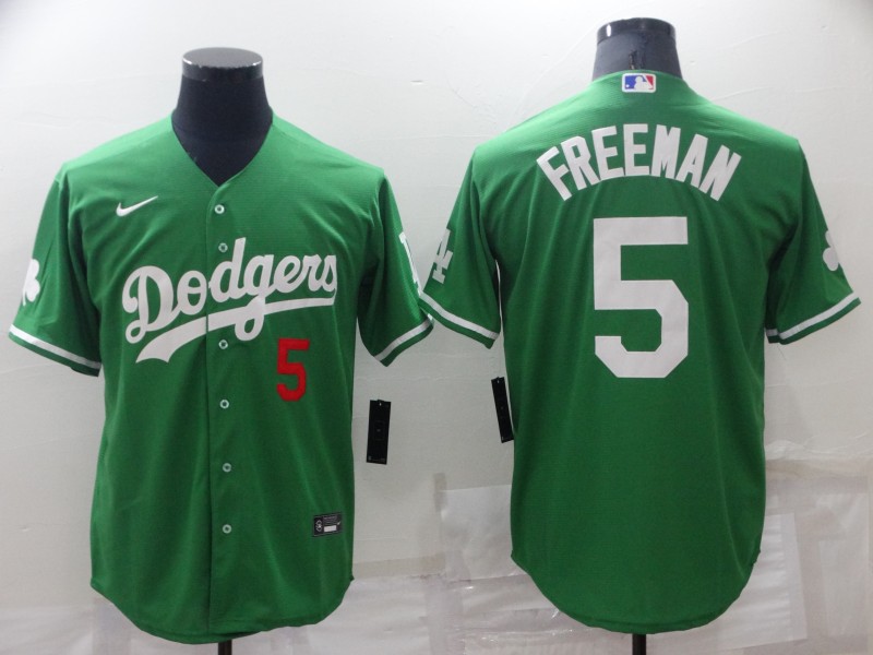 Men's Green Los Angeles Dodgers #5 Freddie Freeman Stitched Baseball Jersey